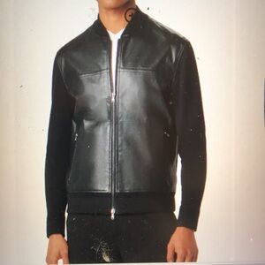 NWOT - Black leather front cartigan